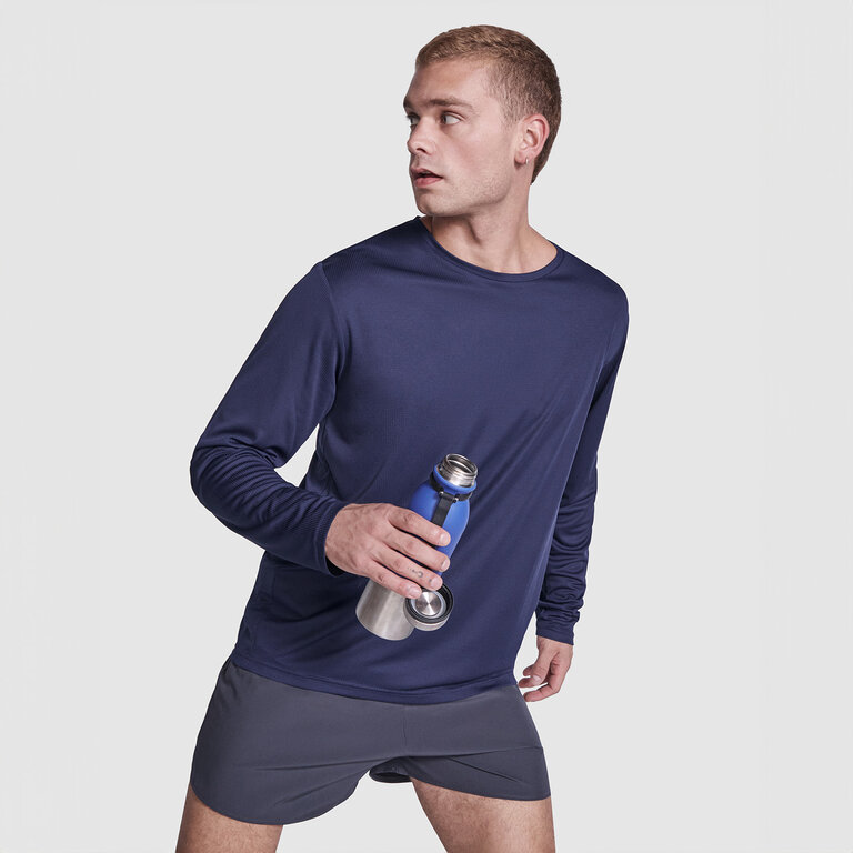 T-shirt de sport personnalisé mixte manches longues en polyester recyclé 120 gr/m² - Estoril | pandacolach - 4