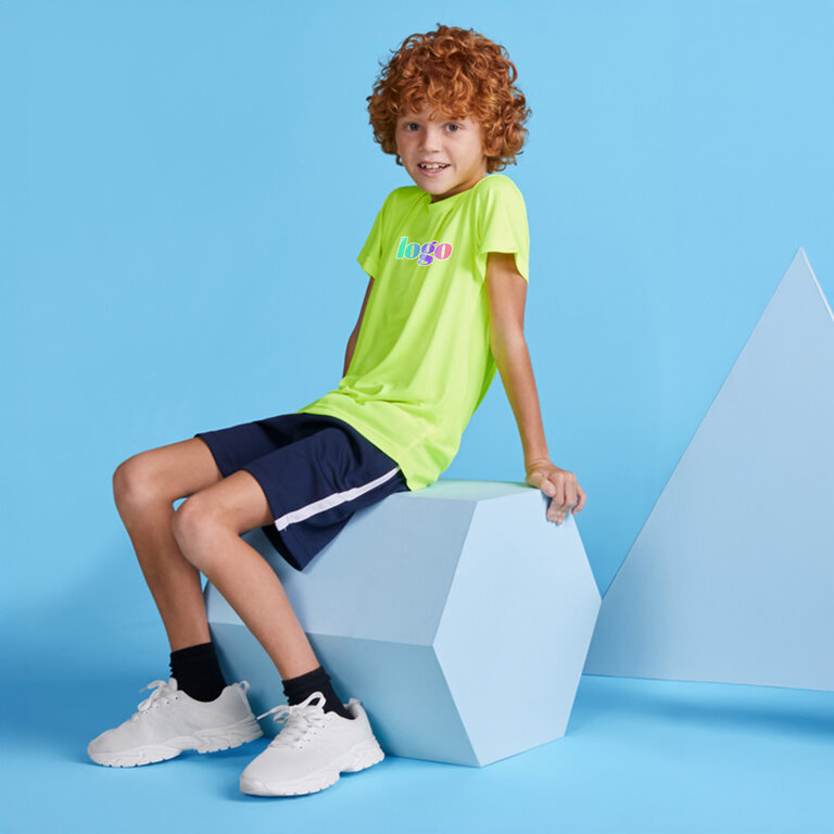 T-shirt de sport personnalisé enfant en polyester recyclé 120 gr/m² - Estoril | pandacolach