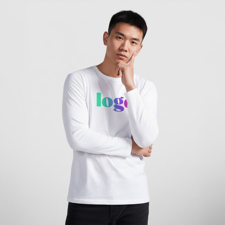 T-shirt personnalisé blanc homme manches longues en coton 160 gr/m² - Extreme | pandacolach