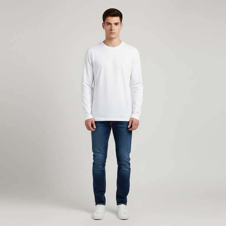T-shirt personnalisé blanc homme manches longues en coton 160 gr/m² - Extreme | pandacolach - 4