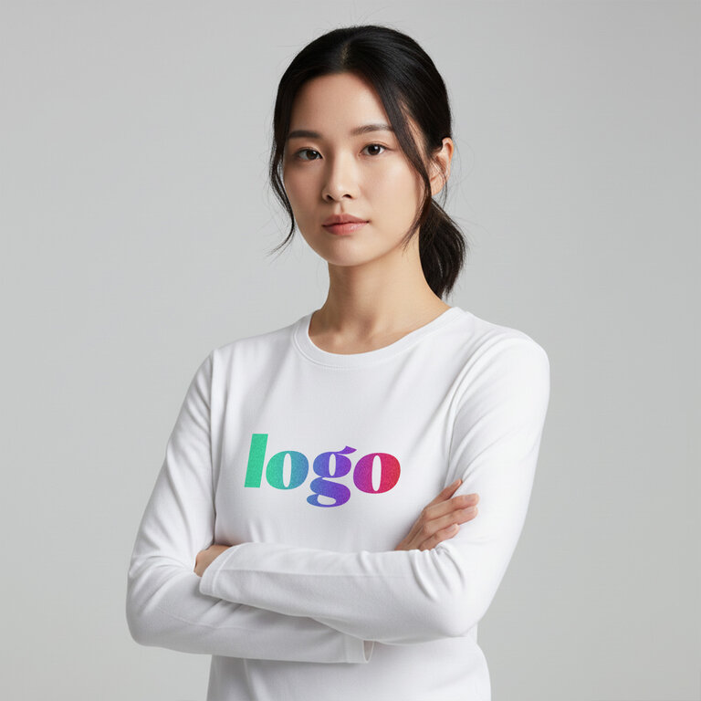 T-shirt personnalisé blanc femme manches longues en coton 160 gr/m² - Extreme | pandacolach