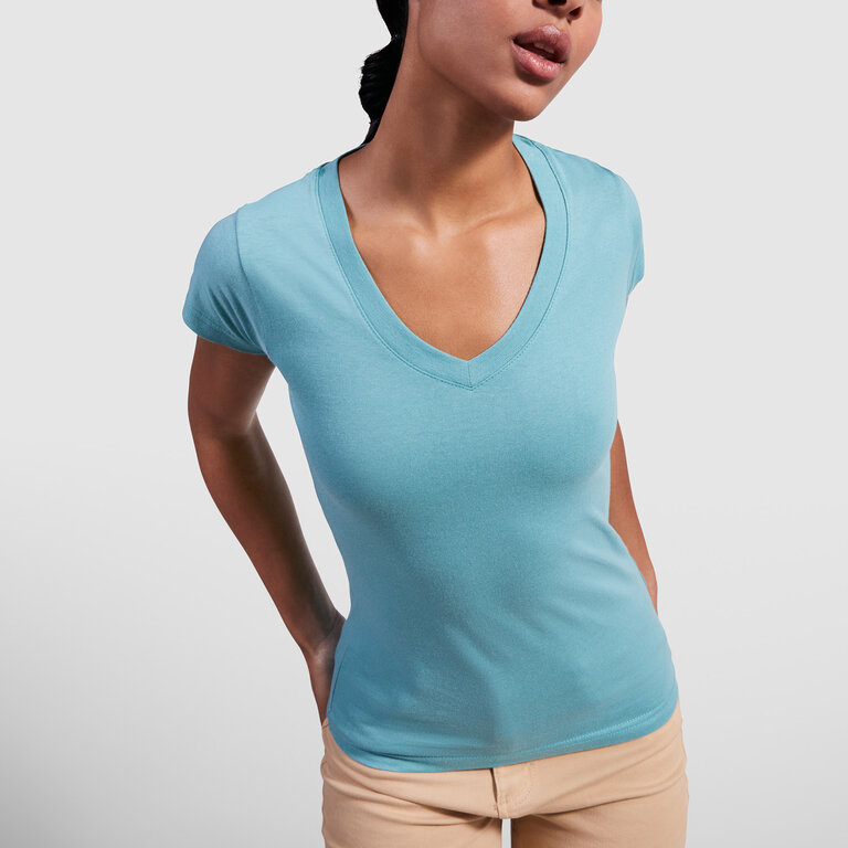 T-shirt personnalisé femme col V en coton 155 gr/m² - Victoria | pandacolach - 5