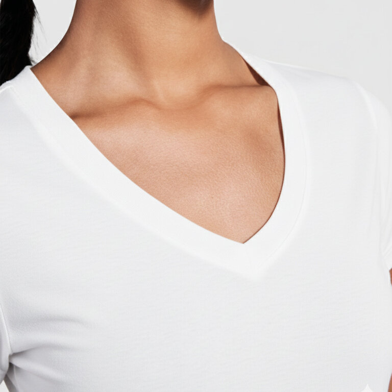 T-shirt personnalisé blanc femme col V en coton 155 gr/m² - Victoria | pandacolach - 6