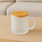 Mug personnalisable en verre avec couvercle bambou 330 ml - Moja | pandacolach - thumb - 1