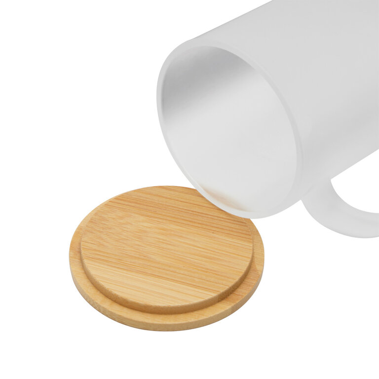 Mug personnalisable en verre avec couvercle bambou 330 ml - Moja | pandacolach - 4