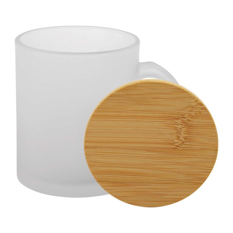 Mug personnalisable en verre avec couvercle bambou 330 ml - Moja | pandacolach - 5