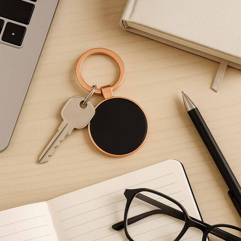 Porte-clés personnalisable à formes en acier avec finition dorée - Wahou | pandacolach - 3