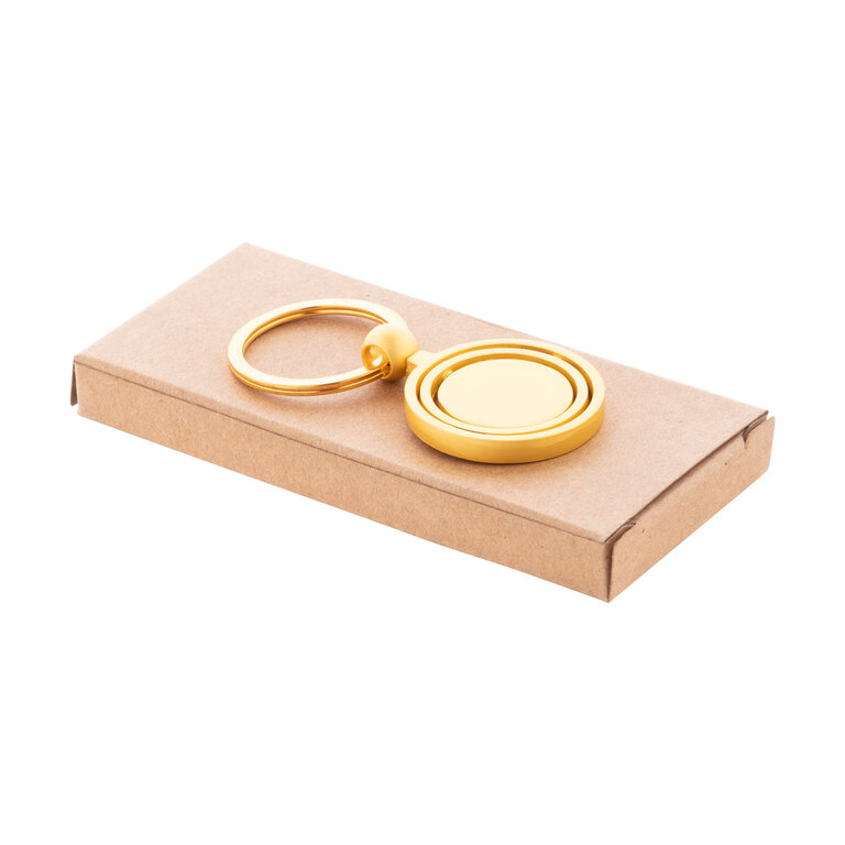 Porte-clés personnalisable en acier avec finition dorée - Wahou Spin | pandacolach - 3