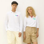 Polo personnalisable mixte blanc manches longues en coton 210 gr/m² - Pacific | pandacolach - thumb - 3