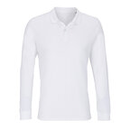 Polo personnalisé mixte blanc manches longues en coton bio 170 gr/m² - Planet Lsl | pandacolach - thumb