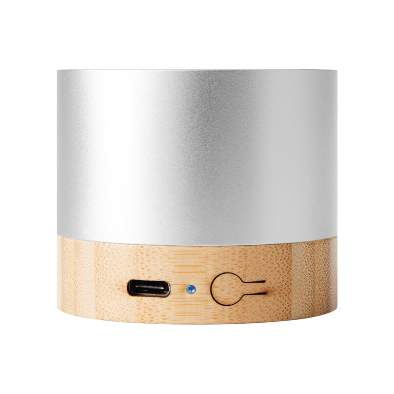 Haut-parleur publicitaire Bluetooth® 3W en aluminium recyclé et bois - Lissenne | pandacolach - 1