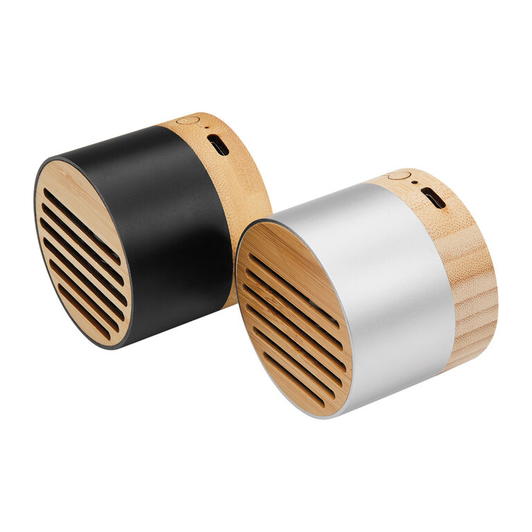 Haut-parleur publicitaire Bluetooth® 3W en aluminium recyclé et bois - Lissenne | pandacolach - 7
