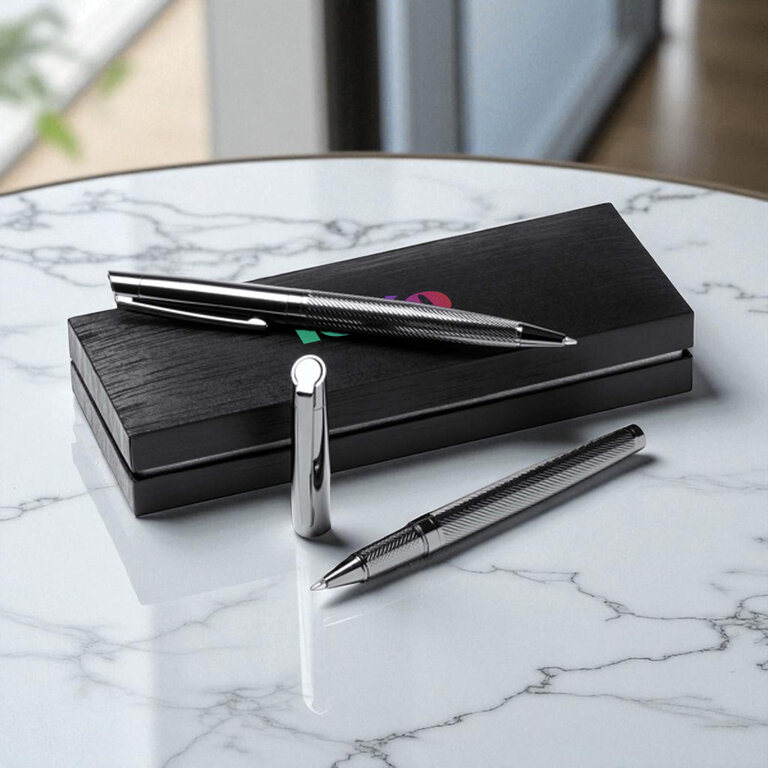 Parure personnalisé de stylo et porte-mine en acier - Klak | pandacolach