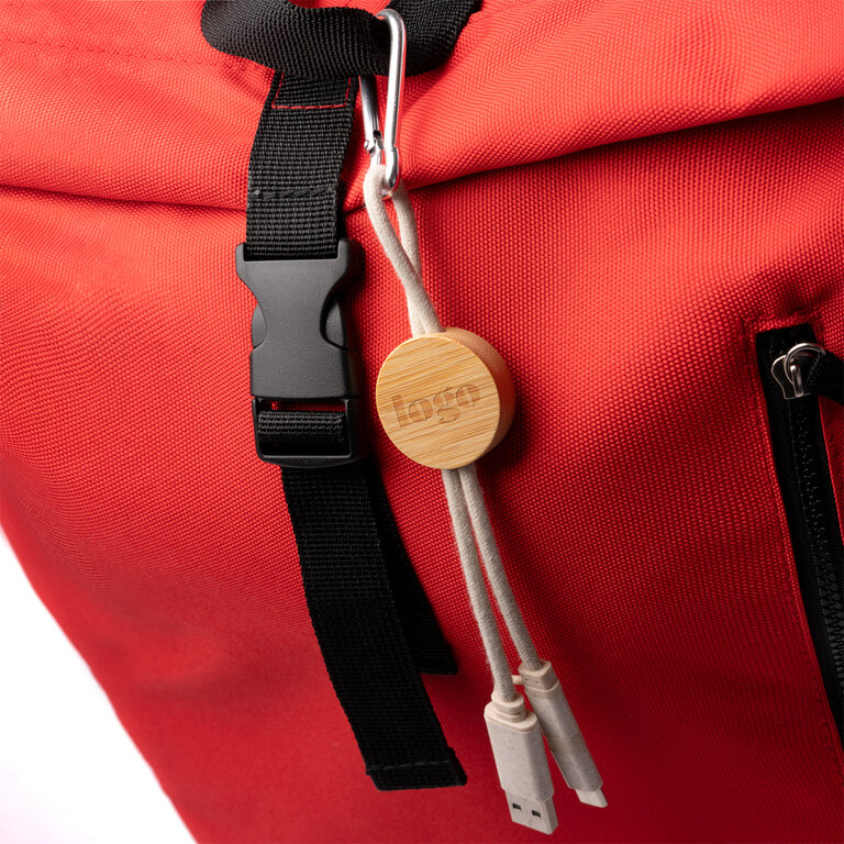 Câble de charge personnalisable 4 en 1 en bambou et fibre de blé - Bopom | pandacolach - 1