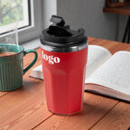 Mug personnalisé double paroi en acier avec revêtement PP recyclé 400 ml - Supe | pandacolach - thumb - 1