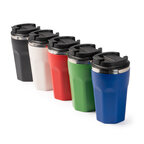 Mug personnalisé double paroi en acier avec revêtement PP recyclé 400 ml - Supe | pandacolach - thumb - 3