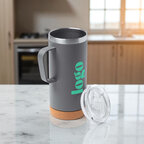 Mug personnalisable double paroi en acier recyclé avec base liège 600 ml - Litu | pandacolach - thumb - 1