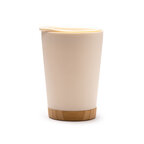 Mug personnalisé double paroi en PP recyclé avec base bambou 290 ml - Dozo | pandacolach - thumb