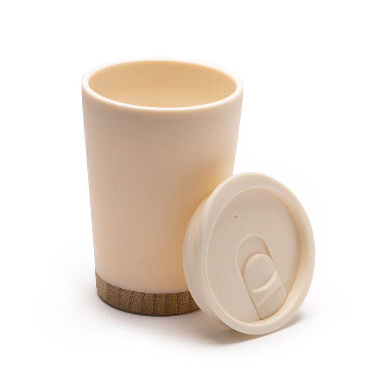 Mug personnalisé double paroi en PP recyclé avec base bambou 290 ml - Dozo | pandacolach - 2