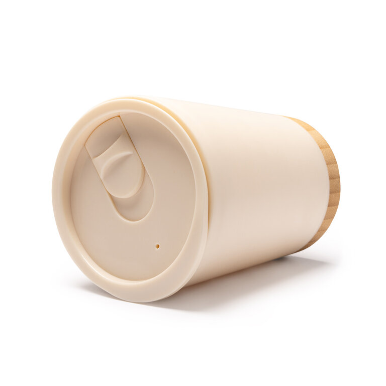 Mug personnalisé double paroi en PP recyclé avec base bambou 290 ml - Dozo | pandacolach - 3