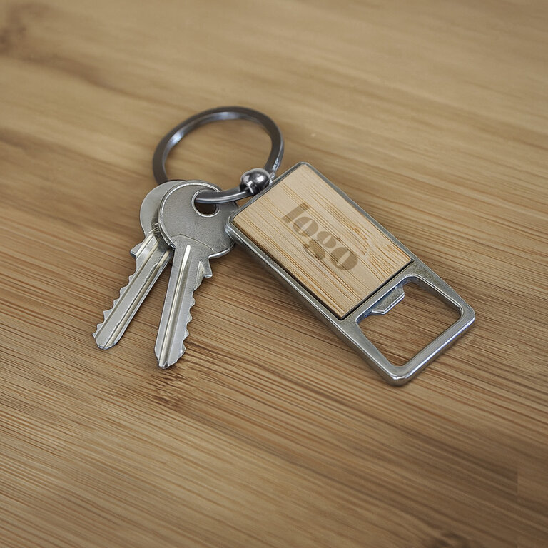 Porte-clés personnalisable décapsuleur en métal et bambou - Pishi | pandacolach