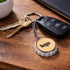 Porte-clés personnalisable décapsuleur avec capsule en métal et bambou - Shipi | pandacolach - thumb - 1