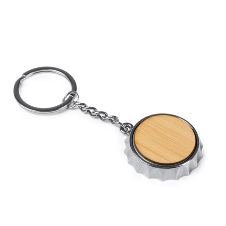 Porte-clés personnalisable décapsuleur avec capsule en métal et bambou - Shipi | pandacolach
