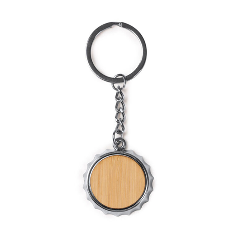 Porte-clés personnalisable décapsuleur avec capsule en métal et bambou - Shipi | pandacolach - 2