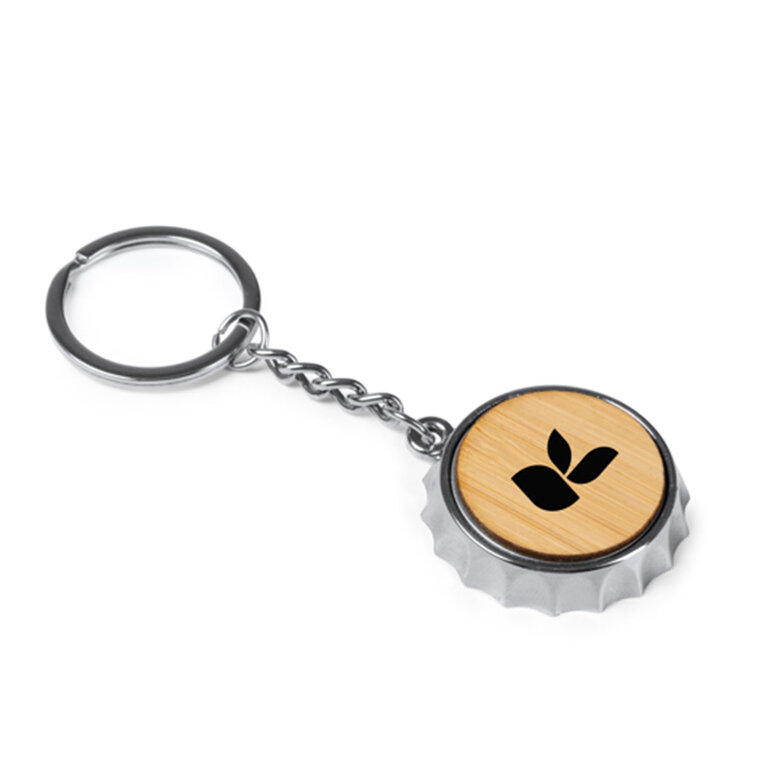 Porte-clés personnalisable décapsuleur avec capsule en métal et bambou - Shipi | pandacolach - 4