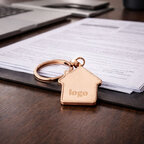 Porte-clés personnalisable en métal cuivré en forme de maison - Imba Cuivre | pandacolach - thumb - 1