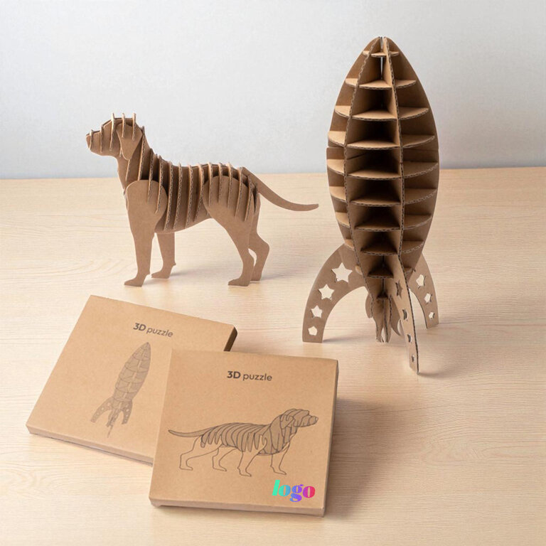 Puzzle personnalisable 3D en kraft à formes - Smarto | pandacolach - 1