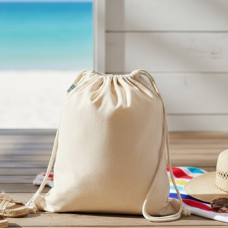 Sac à cordelettes personnalisé en coton bio écru 220 gr/m² - Rhido Bio | pandacolach - 2