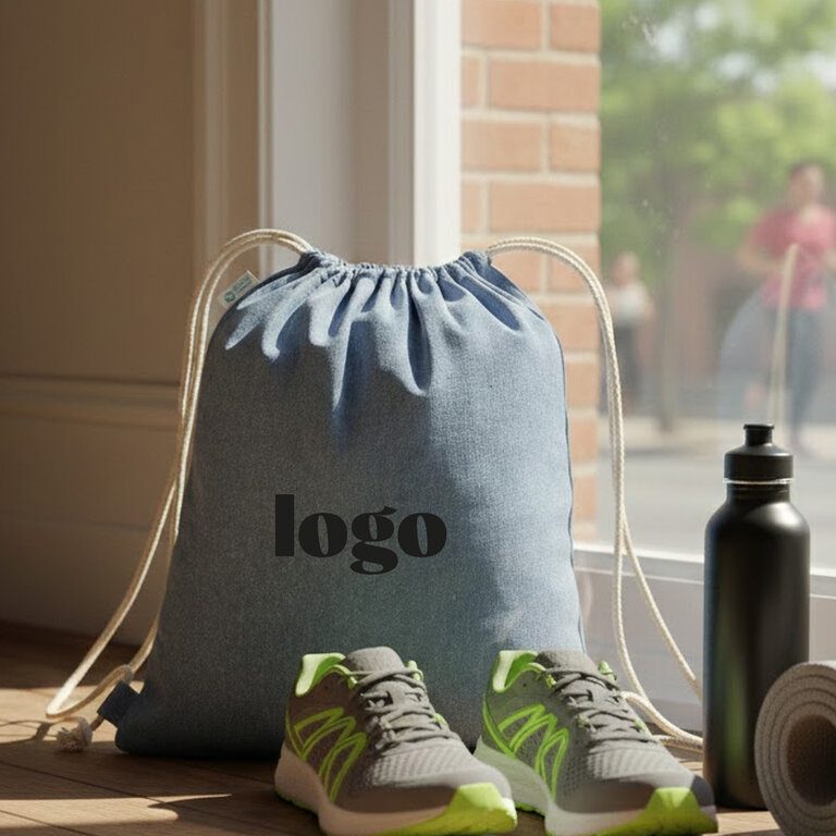 Sac à cordelettes personnalisé en coton recyclé 180 gr/m² - Rhido Recyclé | pandacolach