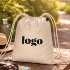 Sac à cordelettes personnalisé en coton Fairtrade écru 140 gr/m² - Rhido Fairtrade | pandacolach - thumb - 1
