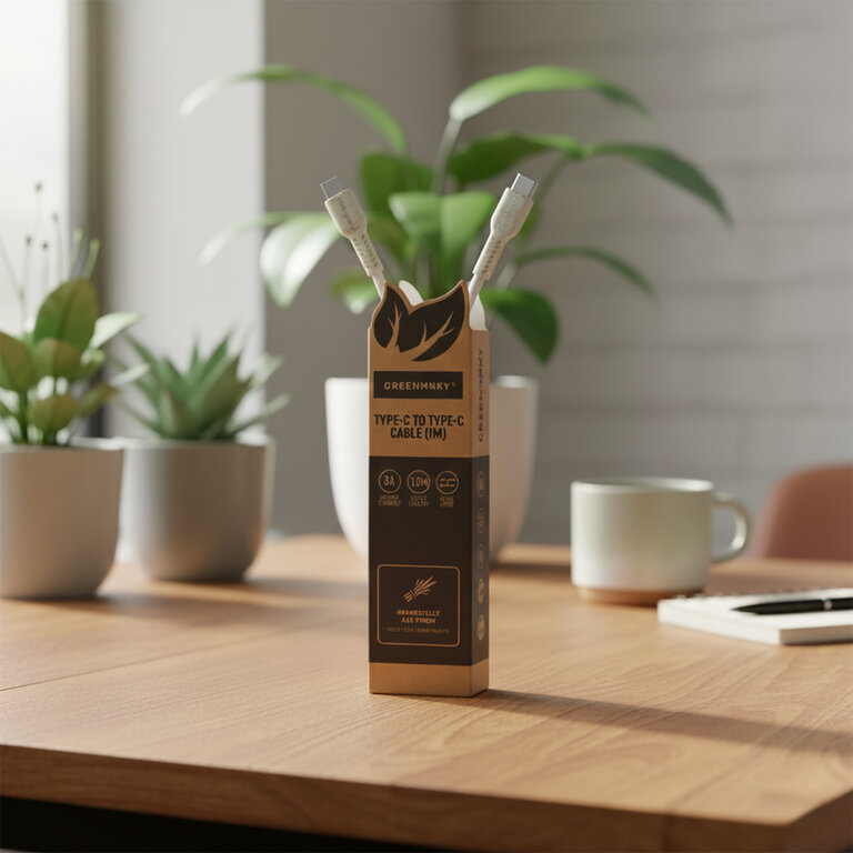 Câble USB-C vers USB-C personnalisable en paille végétale - GreenLoop | pandacolach