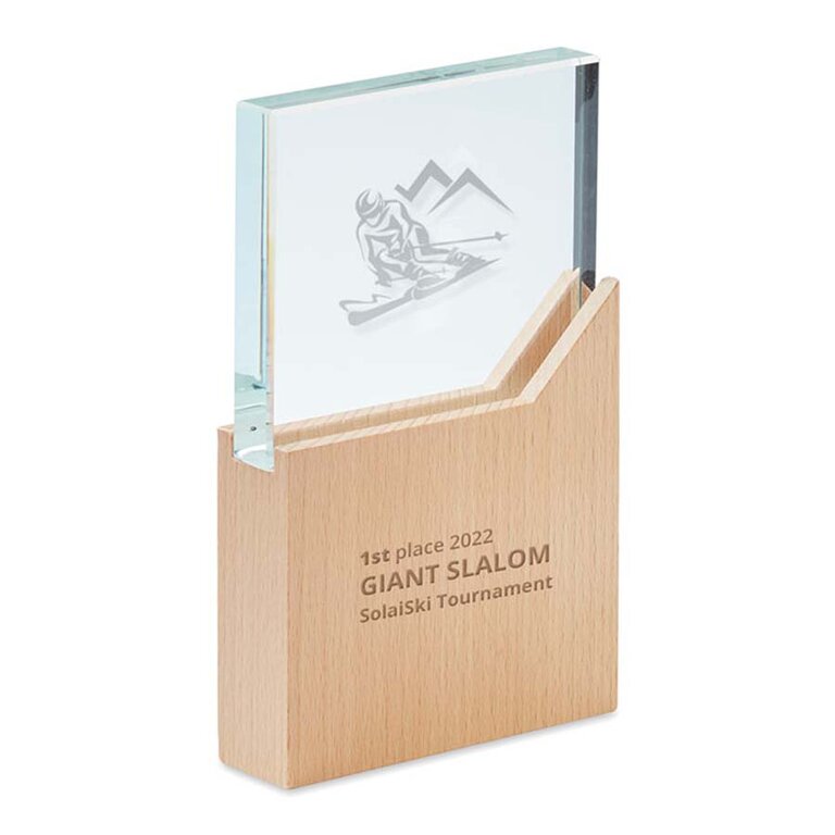 Trophée personnalisé en verre et bois - Kayni rectangle | pandacolach - 2