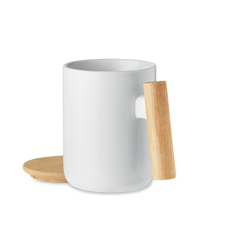 Mug personnalisable en porcelaine avec couvercle bambou 380 ml - Pordire | pandacolach - 2