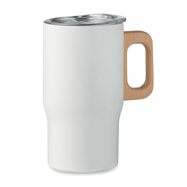 Mug personnalisable double paroi avec anse bois 350 ml - Wabi max | pandacolach