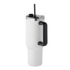 Mug isotherme personnalisable détails noirs en acier recyclé avec paille 1.2 L - Trendy Black | pandacolach - thumb