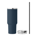 Mug isotherme personnalisable détails noirs en acier recyclé avec paille 1.2 L - Trendy Black | pandacolach - thumb - 4