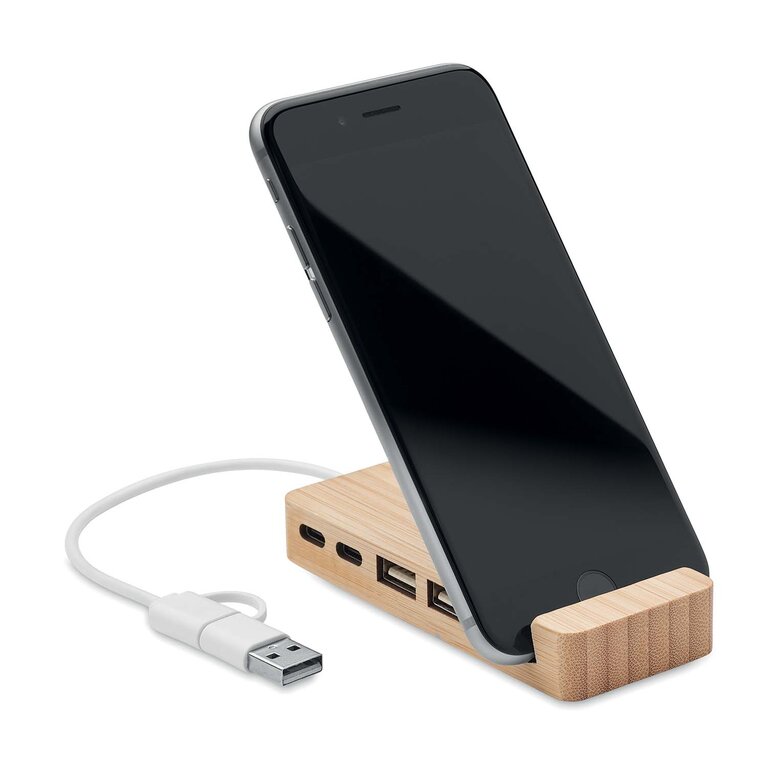Hub double USB et support téléphone personnalisé - Huppu | pandacolach - 3
