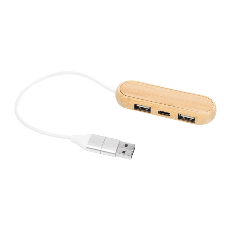 Hub double USB bambou personnalisé - Floopa | pandacolach