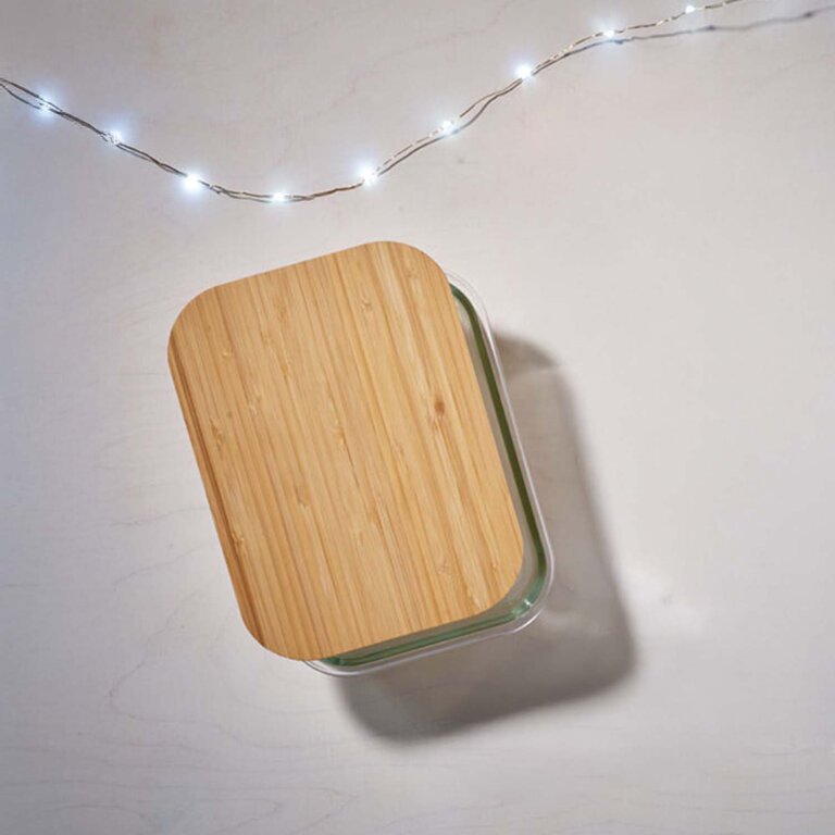 Lunch box personnalisable en verre et bambou 900 ml - Bucato glass | pandacolach - 1
