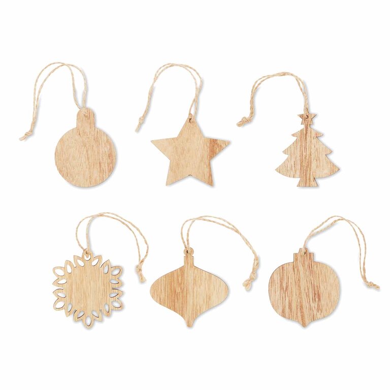 Set de 6 ornements bois personnalisé - Haye | pandacolach - 1