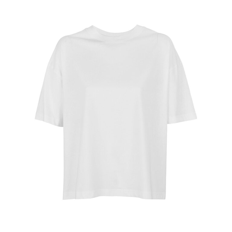 Tee-shirt oversize personnalisable blanc femme en coton bio 180 gr/m² - Boxy | pandacolach