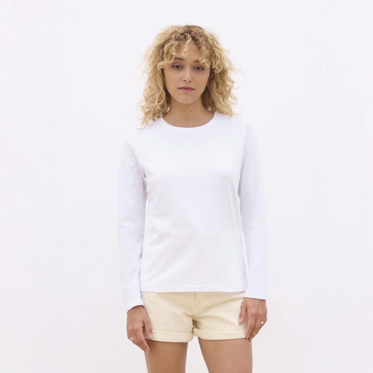 T-shirt personnalisé femme blanc manches longues en coton 150 gr/m² - Monarch | pandacolach - 2