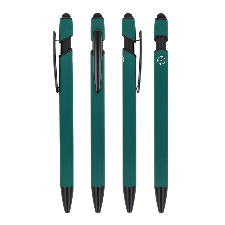 Stylo à bille personnalisable en aluminium avec stylet - Royalo Black Recyclé | pandacola - 1