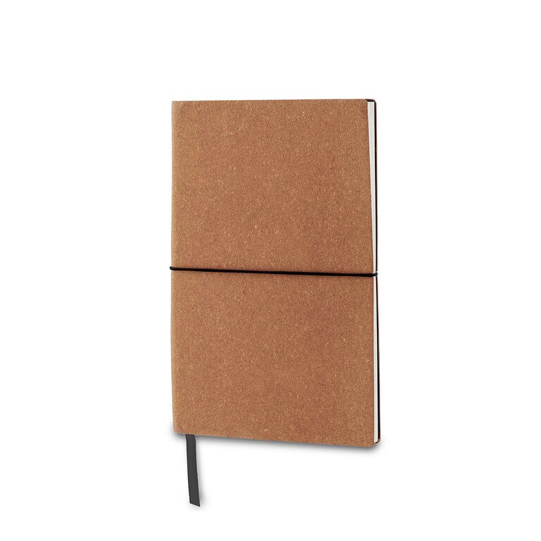 Carnet publicitaire A5 en cuir recyclé 160 pages lignées - Viro Elastique | pandacola - 2
