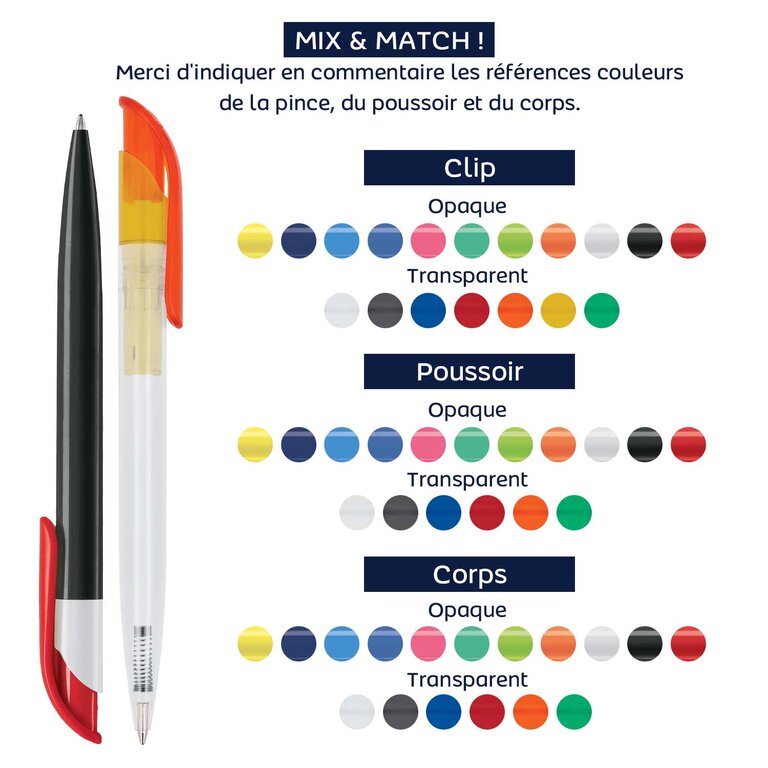 Stylo à bille personnalisé mix & match - Kami | pandacola - 1