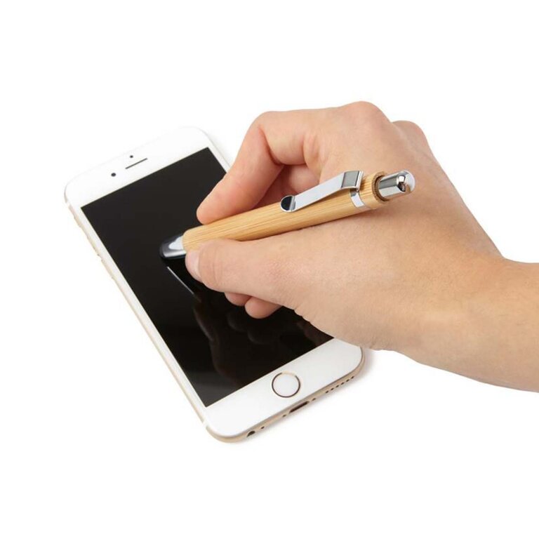 Stylo publicitaire en bambou avec embout tactile - Odra | pandacola - 2